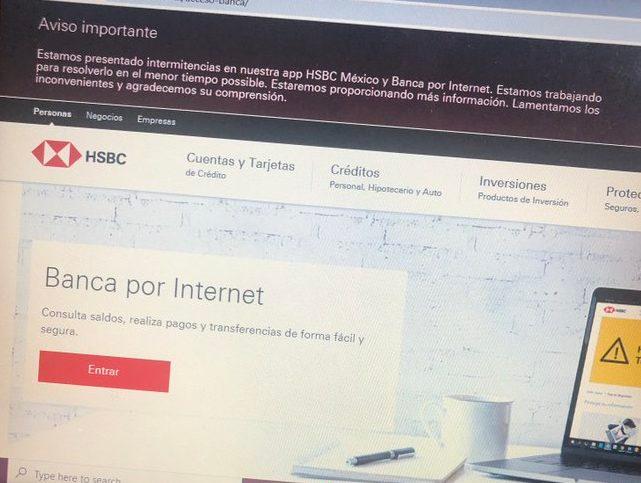 HSBC reporta fallas en su banca por internet y aplicación digital
