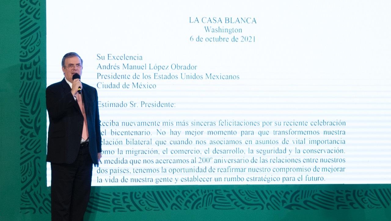 Marcelo Ebrard leyó carta de Joe Biden a AMLO / Presidencia de la República