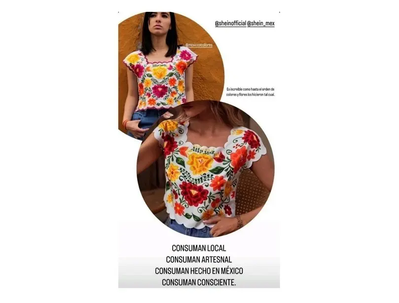 Blusa de Shein que copia diseños mayas / @cultura_mx